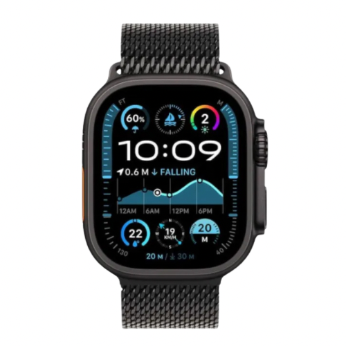 Apple Watch Ultra 2 GPS + Cellular 49mm Black Titanium Case with Black Milanese Loop | Large